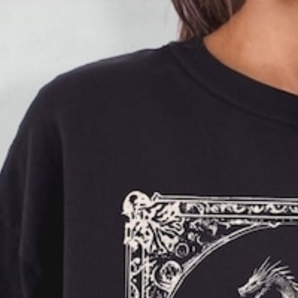 Vintage Medieval Dragon Fantasy Graphic T-Shirt, Dark Artsy Dragon Tee - Picture 3 of 3